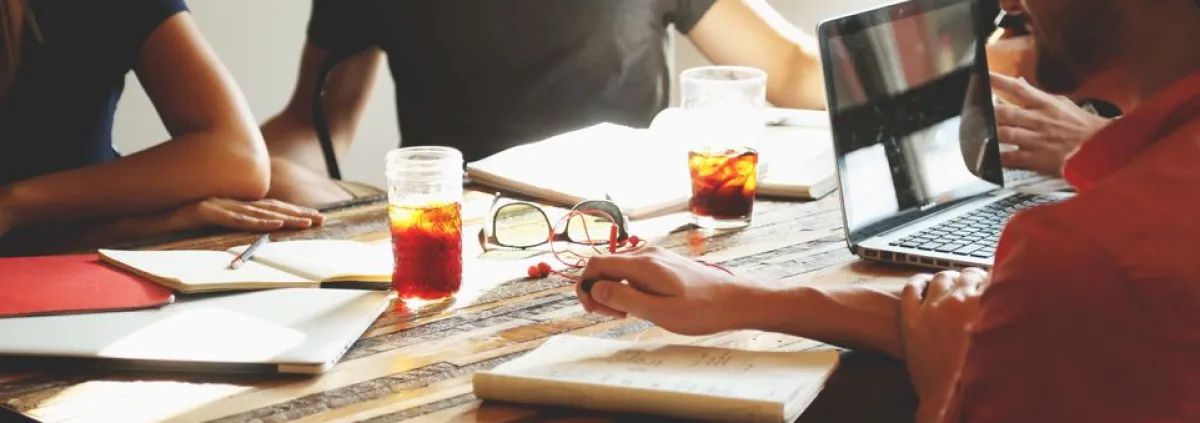 People discussing at the table